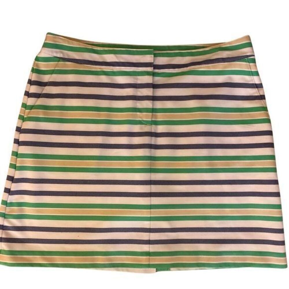 Izod Golf Skort -4 green navy white , polyester spandex , side pockets